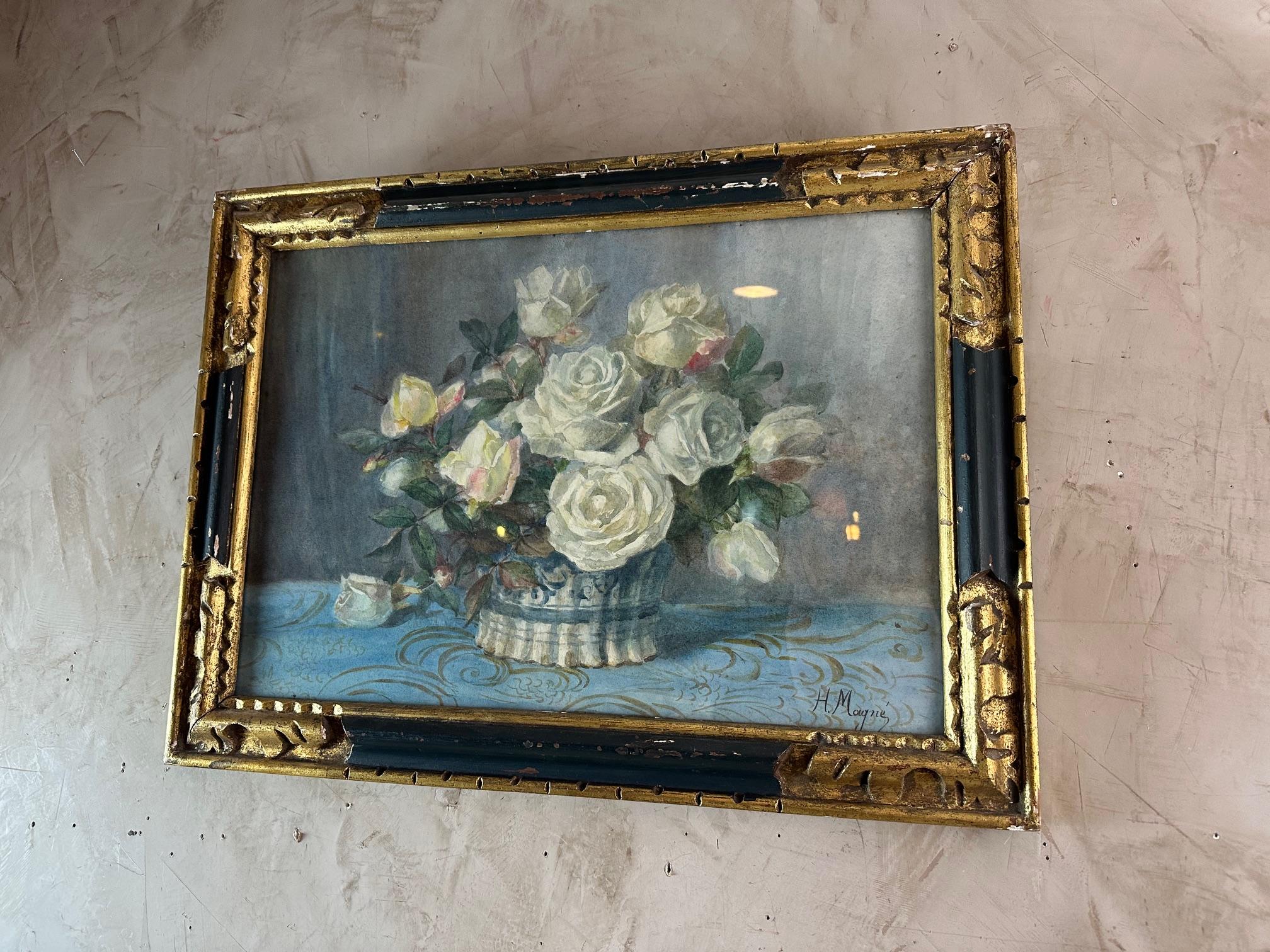 Early 20th century French Watercolor Painting Signed H.Magné, 1925s For Sale 4