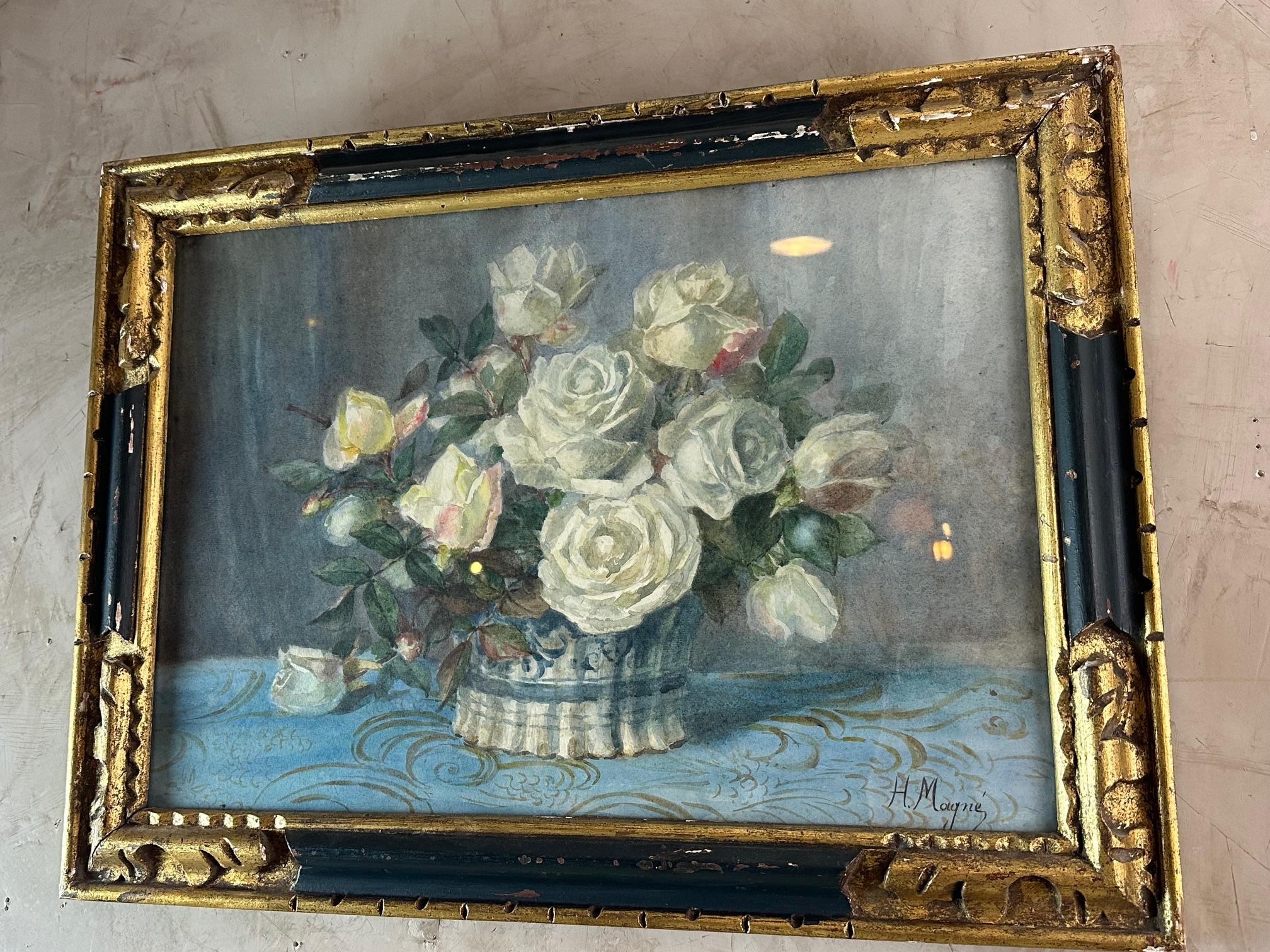 Early 20th century French Watercolor Painting Signed H.Magné, 1925s For Sale 5