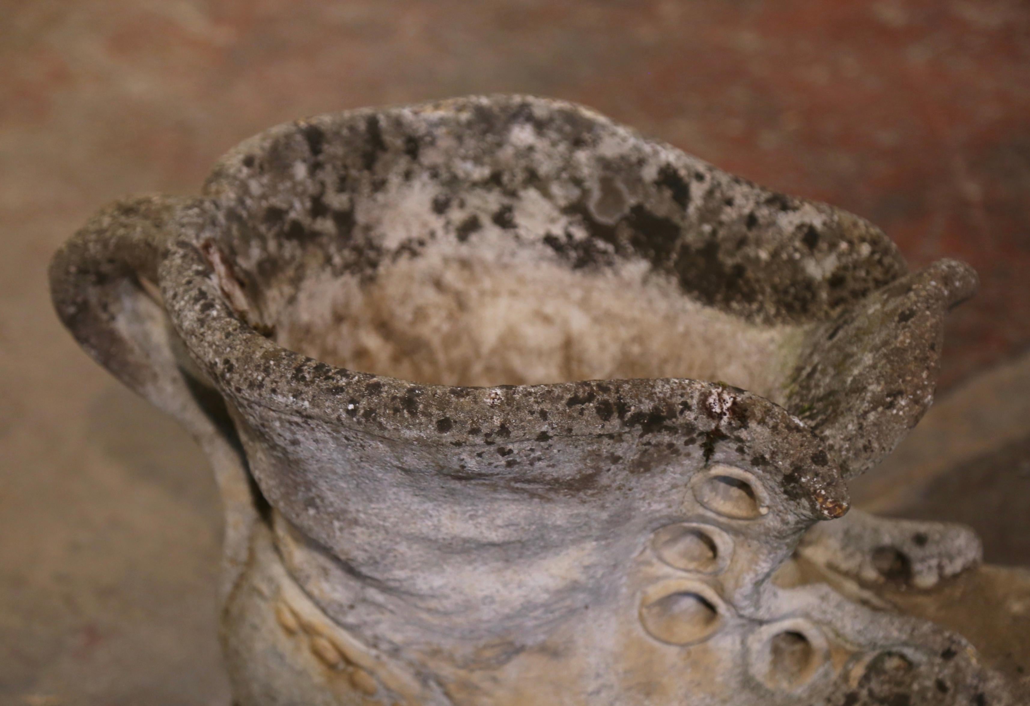 Neoclassical Early 20th Century French Weathered Stone Outdoor Garden Boot Planter Jardinière