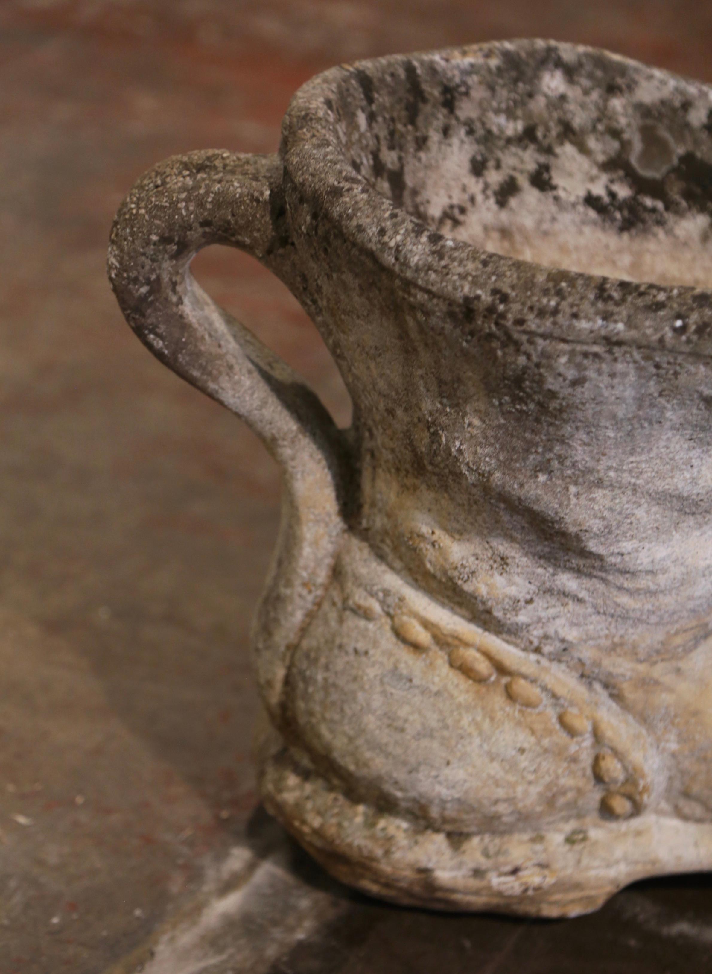 Early 20th Century French Weathered Stone Outdoor Garden Boot Planter Jardinière In Excellent Condition In Dallas, TX