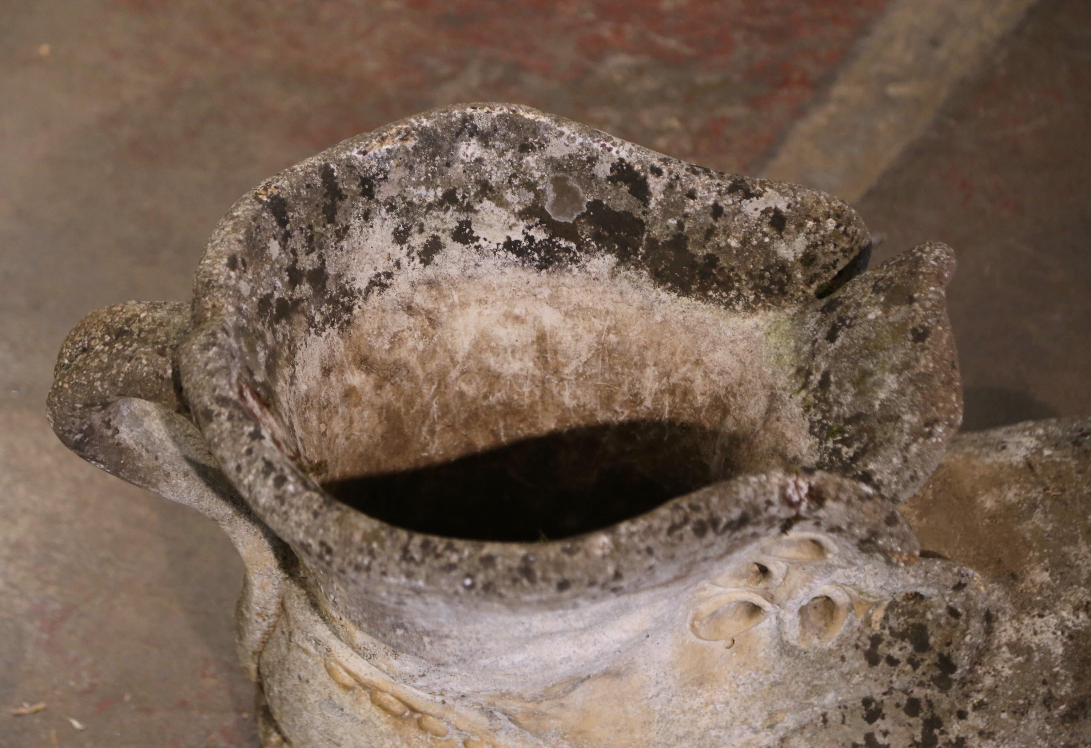 Cast Stone Early 20th Century French Weathered Stone Outdoor Garden Boot Planter Jardinière
