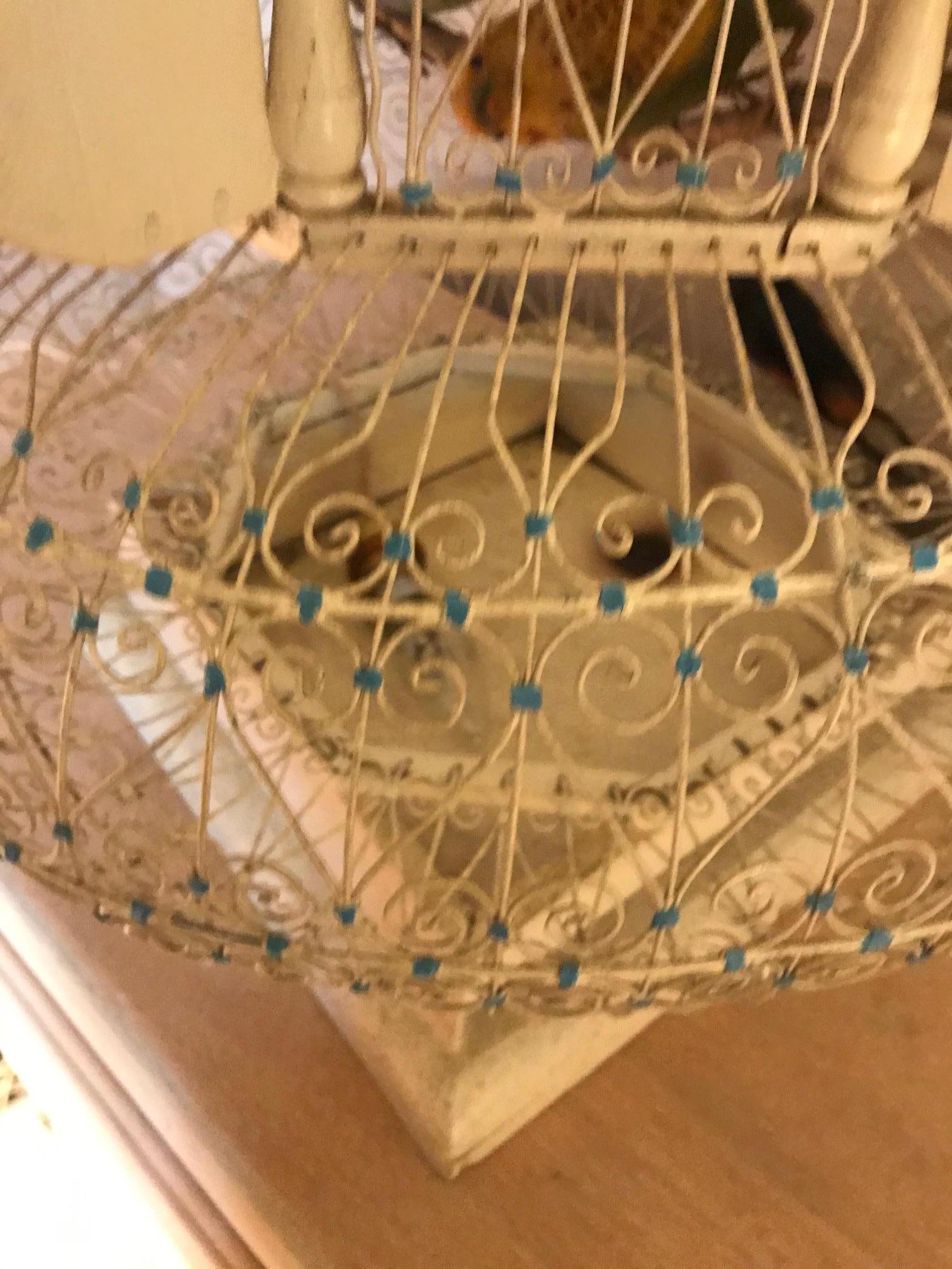 Early 20th Century French White Metal Bird Cage, 1920s 7
