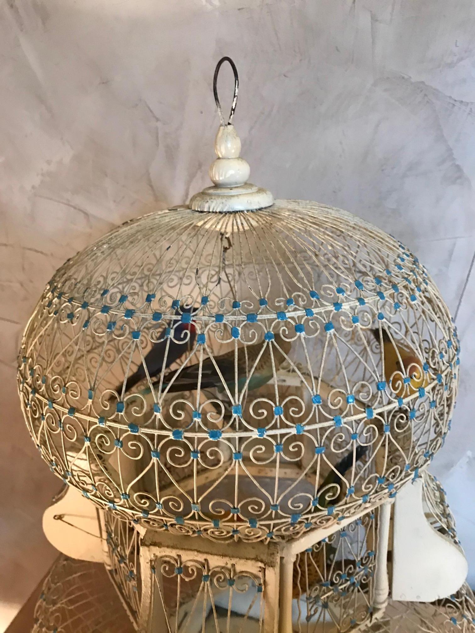 Early 20th Century French White Metal Bird Cage, 1920s 8