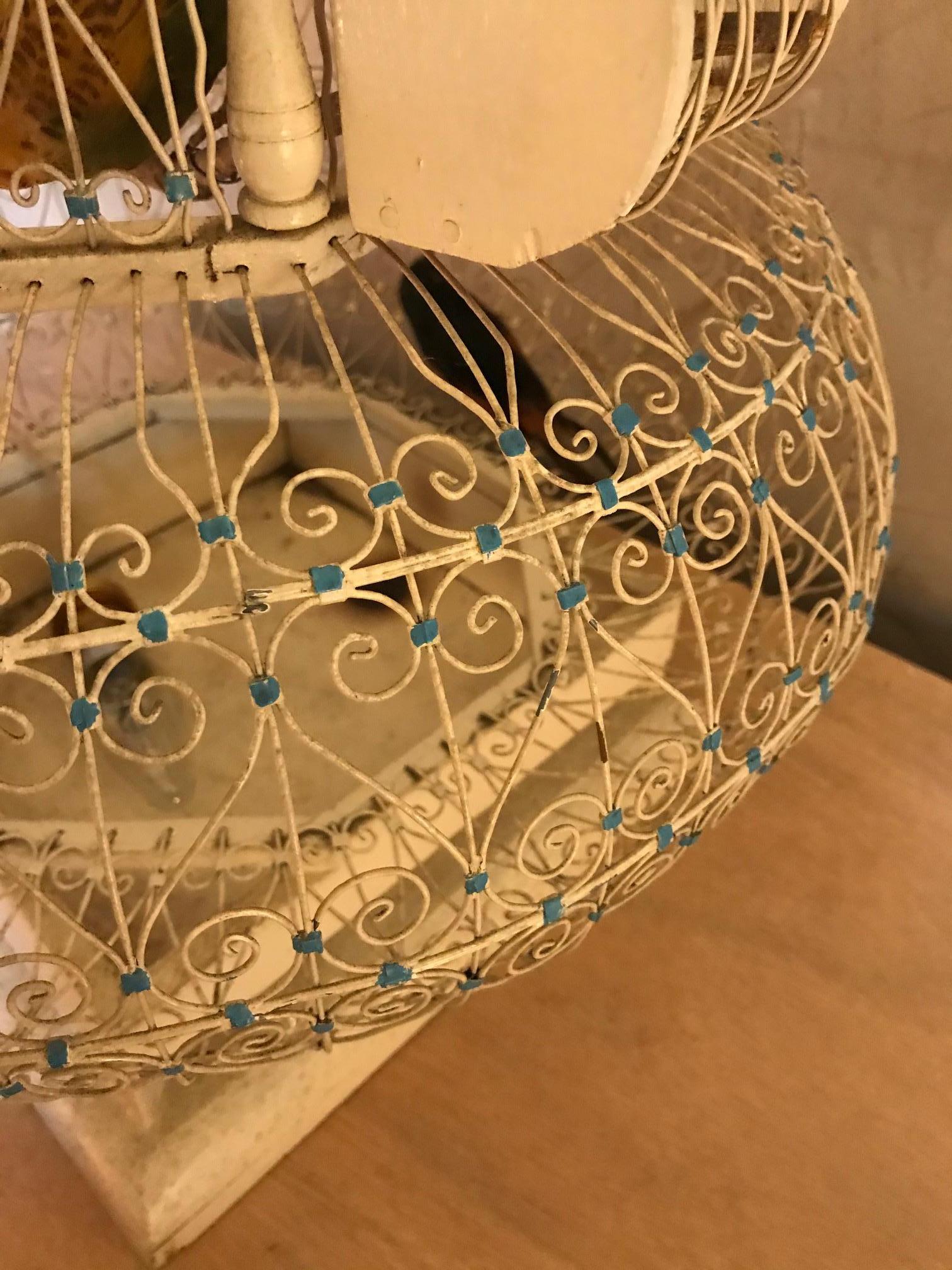 Early 20th Century French White Metal Bird Cage, 1920s 6