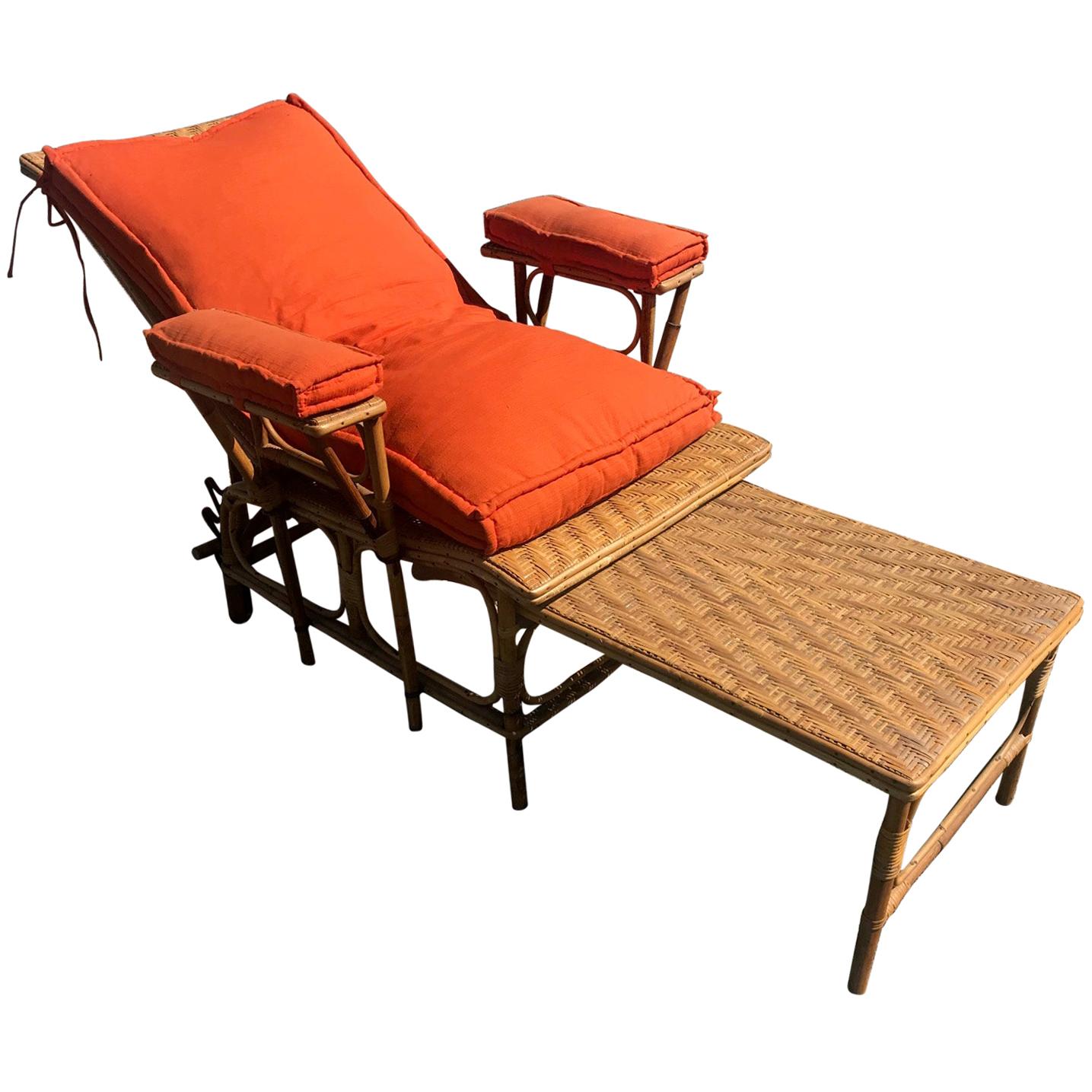 Early 20th Century French Wicker Chaise Longue, 1900s