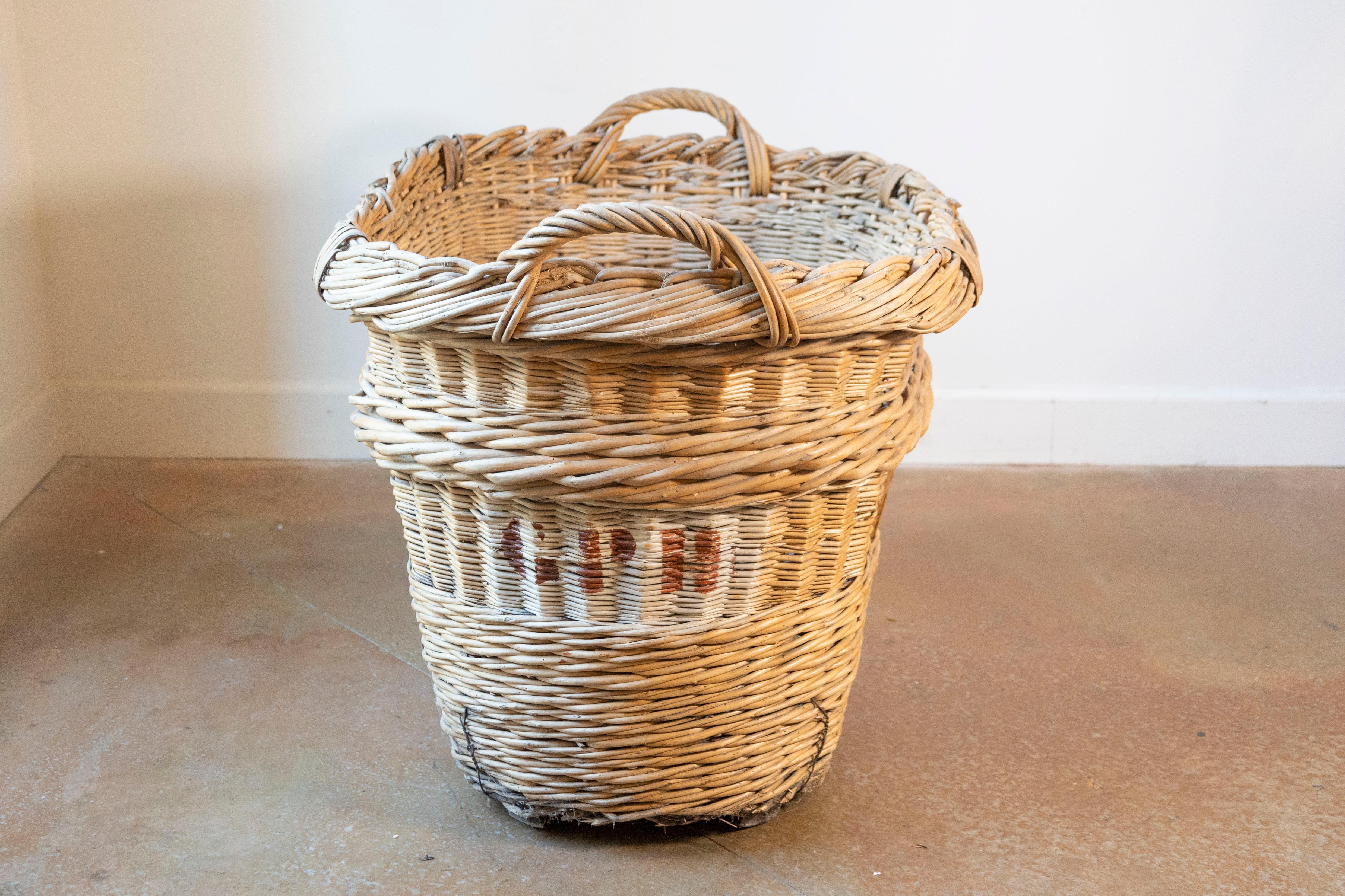 Vimini Cesto per la raccolta dell'uva in vimini francese dei primi del Novecento in vendita
