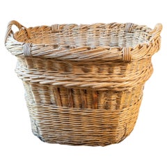 Antique Early 20th Century French Wicker Grape Harvesting Basket