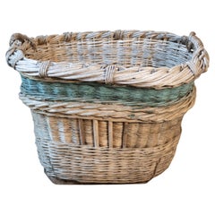 Antique Early 20th Century French Wicker Grape Harvesting Basket
