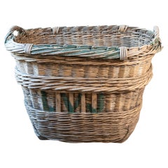 Antique Early 20th Century French Wicker Grape Harvesting Basket