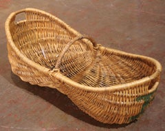 Early 20th Century French Wicker Harvest Basket with Center Handle from Normandy