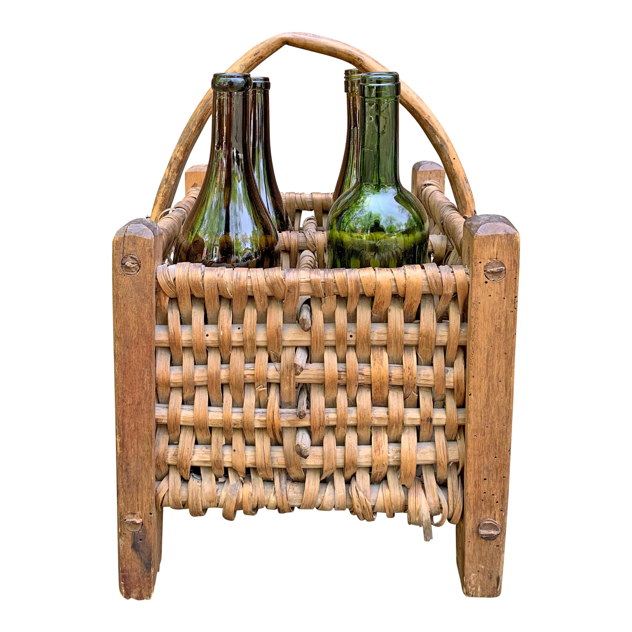 Early 20th Century French Wine Carrier Basket