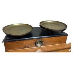 Early 20th century French Wood and Brass Balance Scale, 1900s