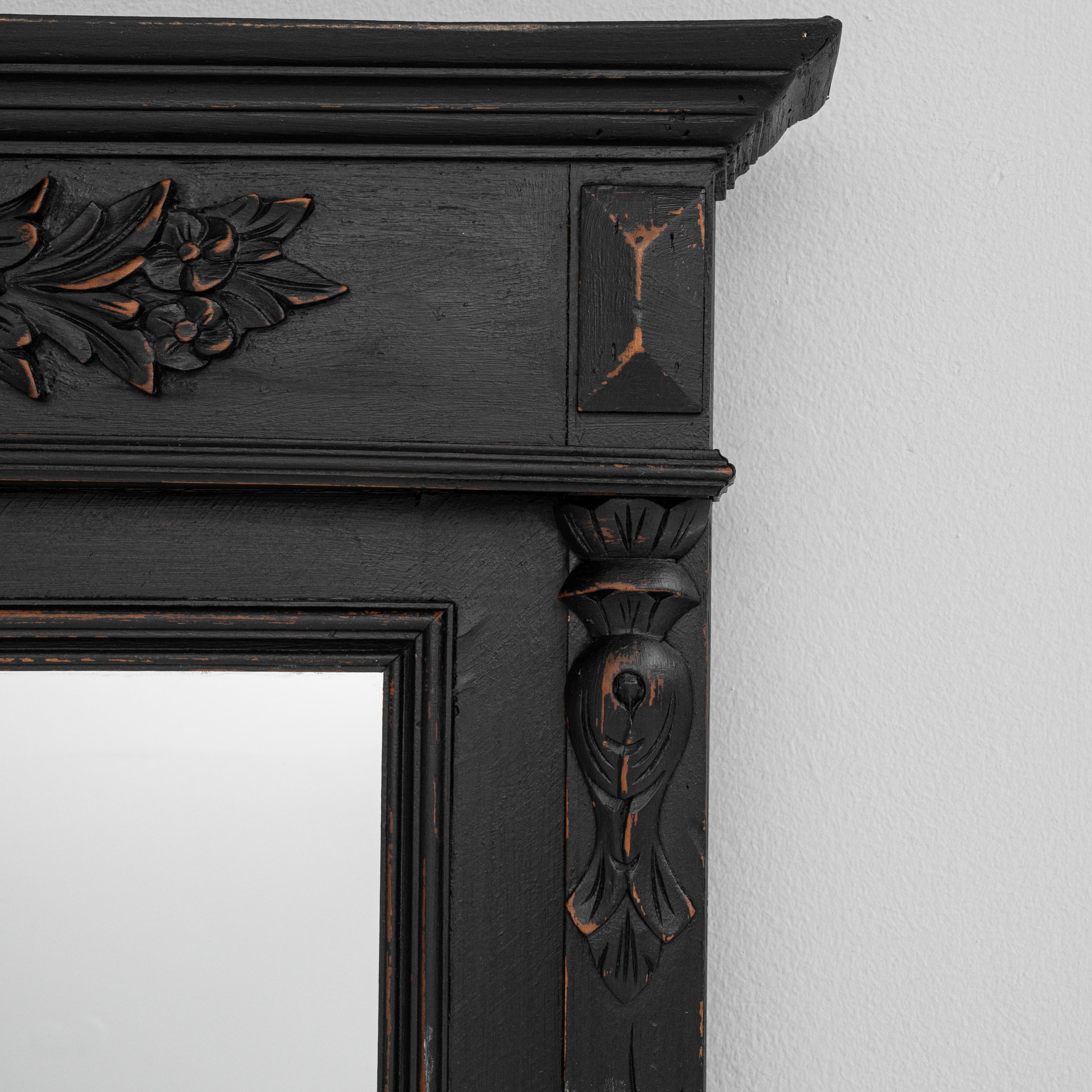 Early 20th Century French Wood Black Patinated Mirror For Sale 9