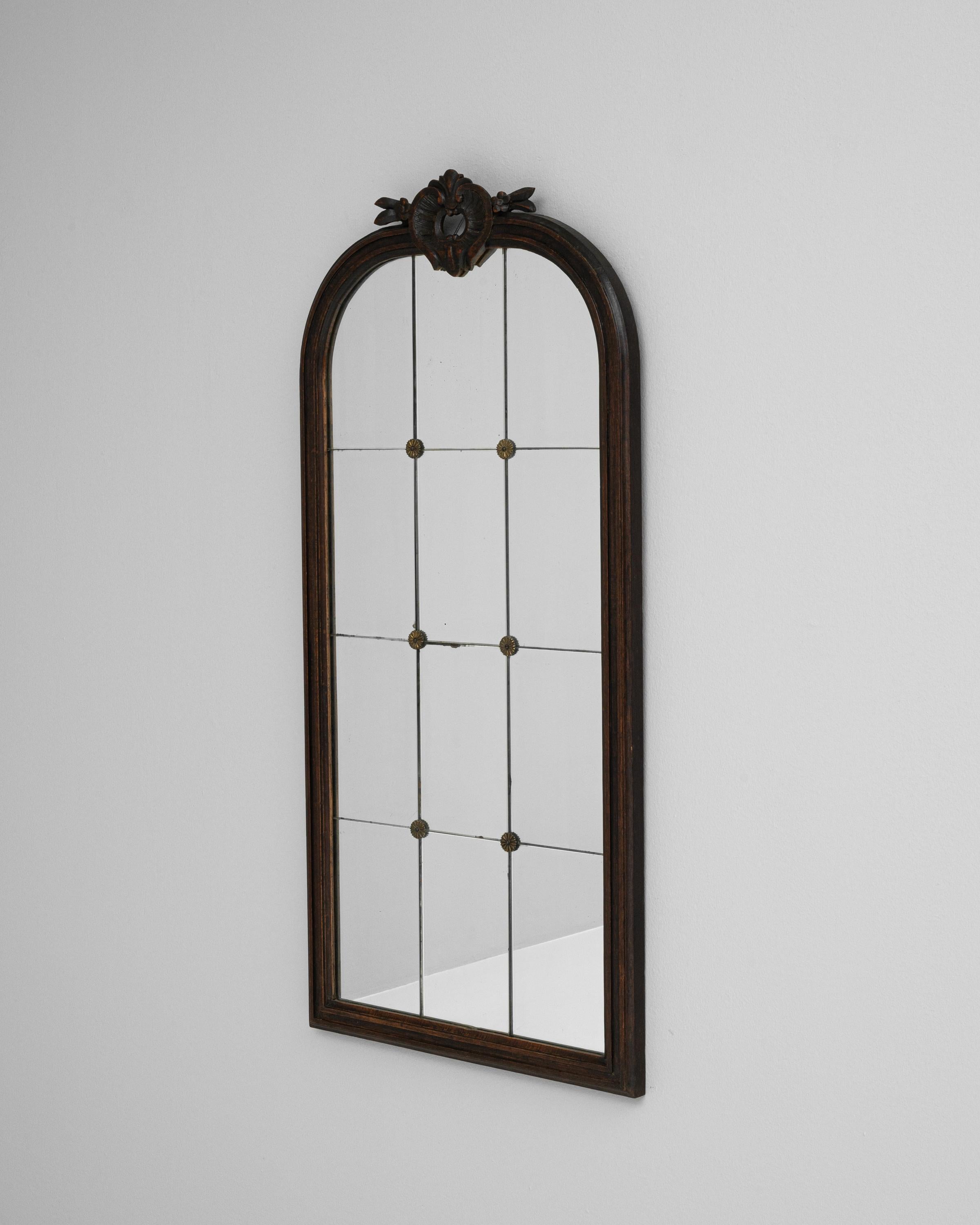 Early 20th Century French Wood Black Patinated Mirror In Good Condition For Sale In High Point, NC