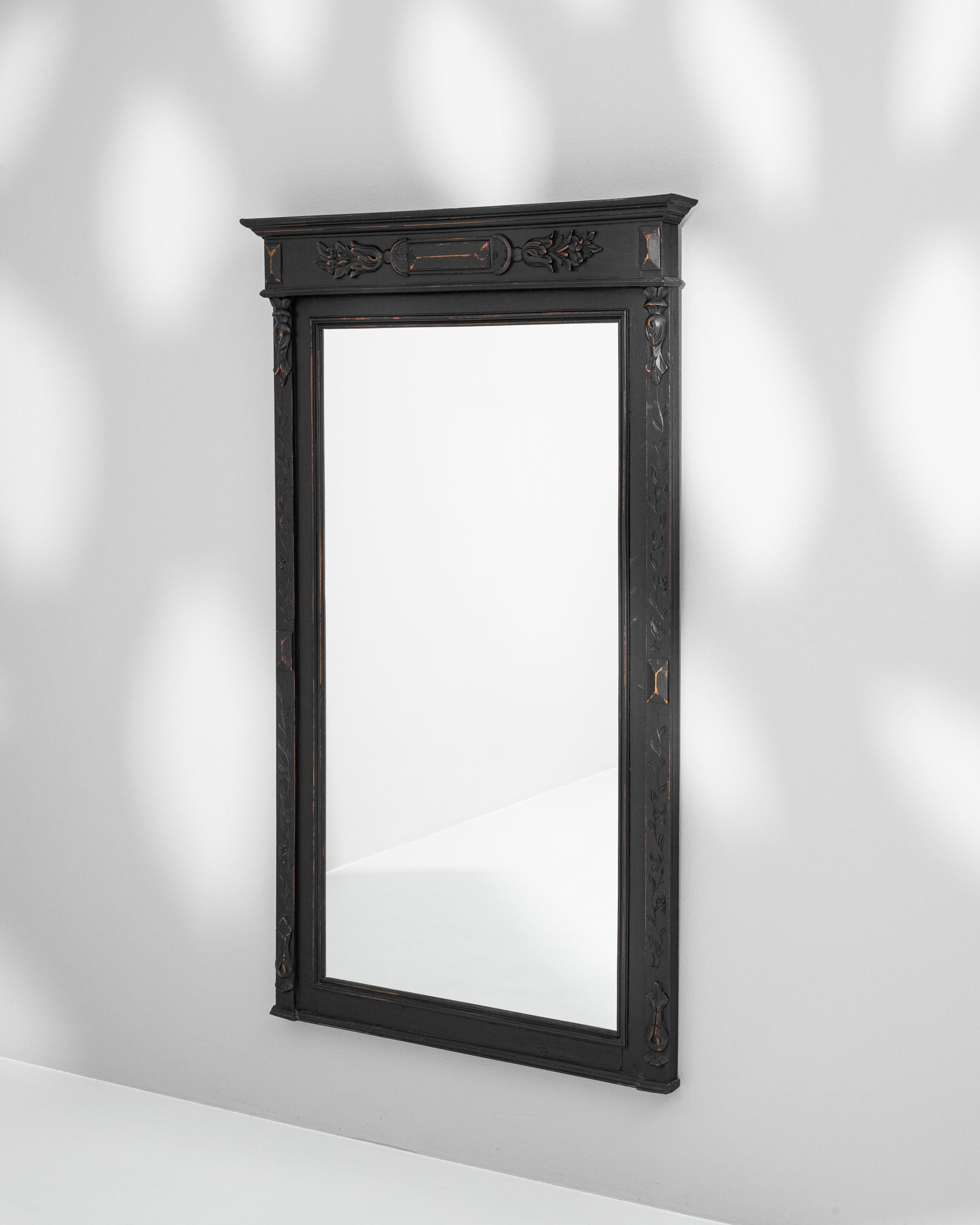Early 20th Century French Wood Black Patinated Mirror For Sale 5