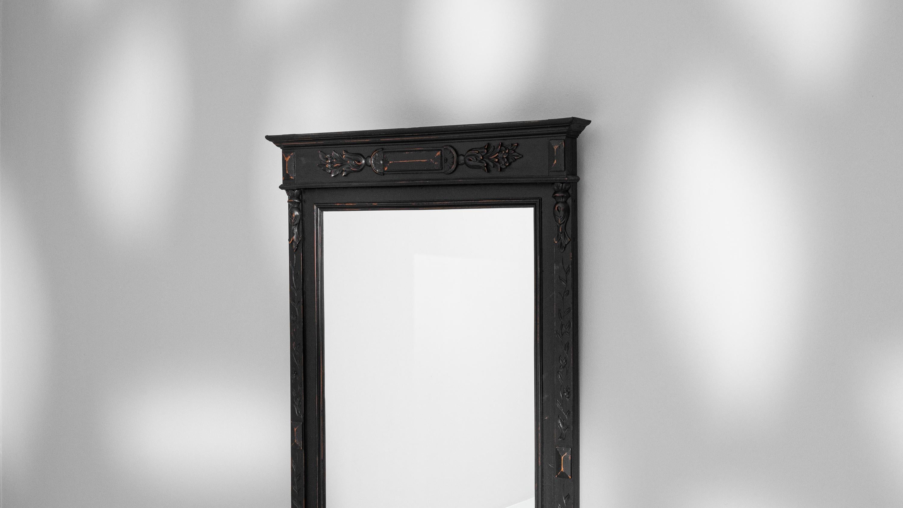 Early 20th Century French Wood Black Patinated Mirror For Sale 6