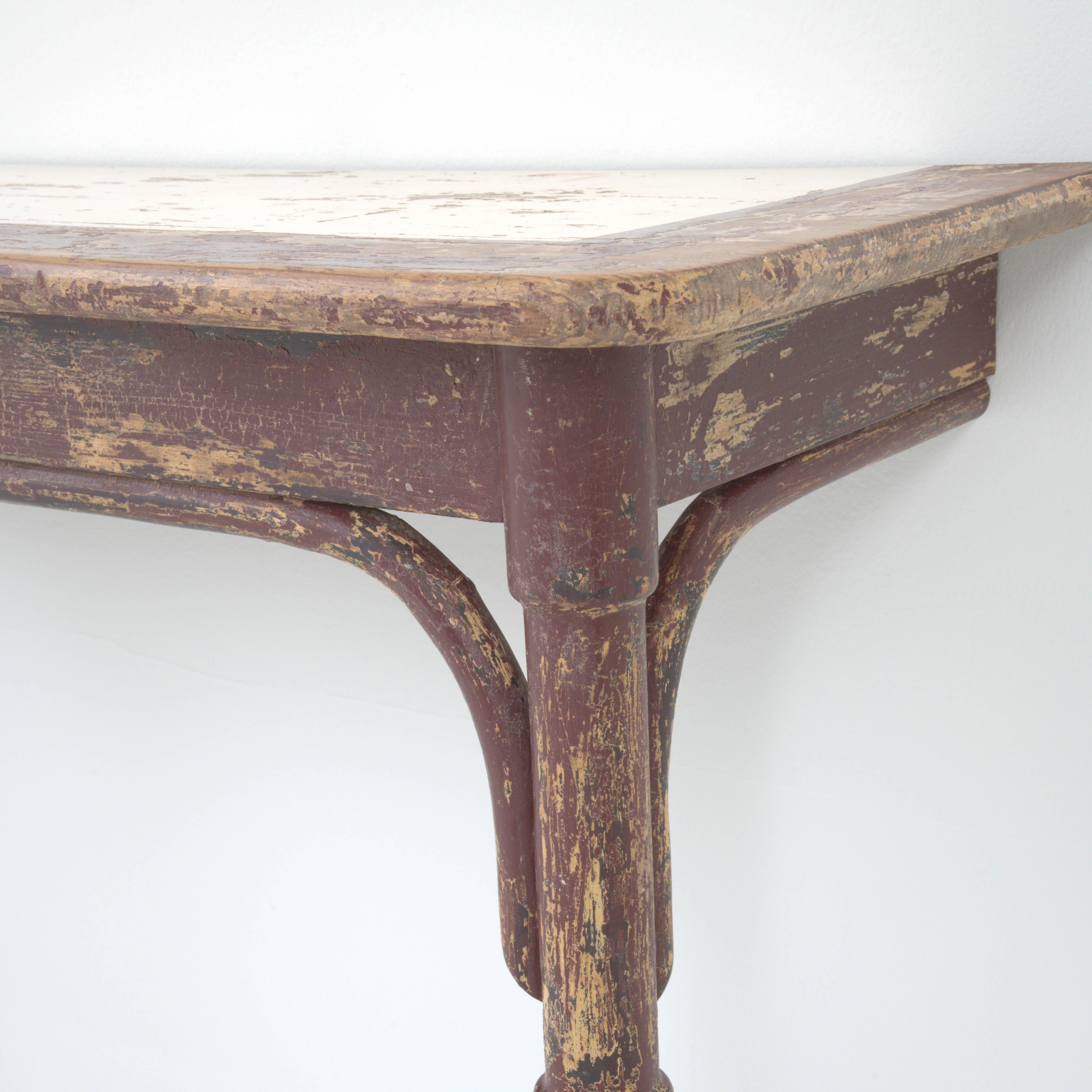Early 20th Century French Wood Patinated Console Tables By Thonet, a Pair For Sale 4