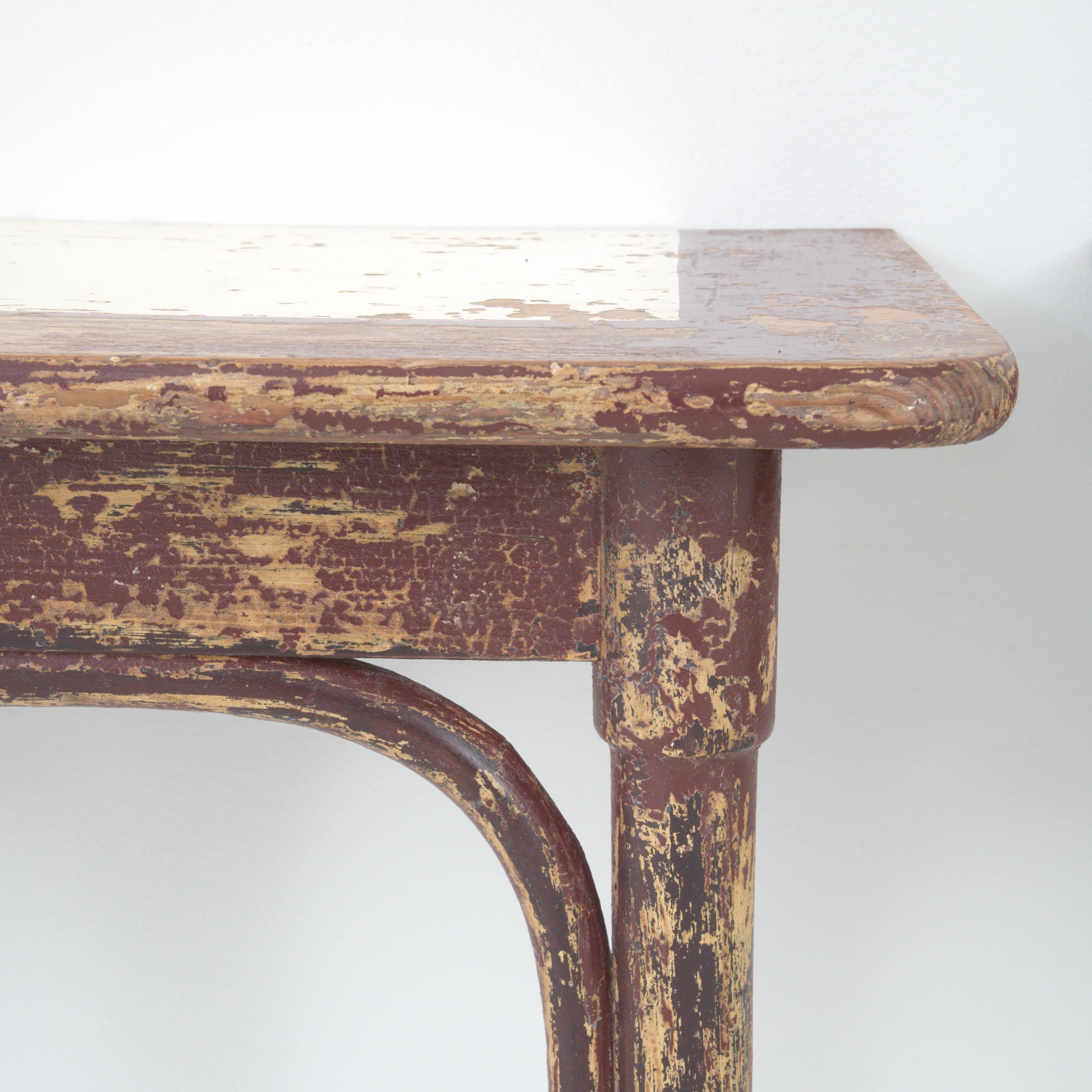Early 20th Century French Wood Patinated Console Tables By Thonet, a Pair For Sale 5