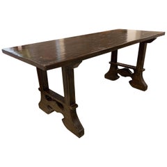 Used Early 20th Century French Wood Trestle Table