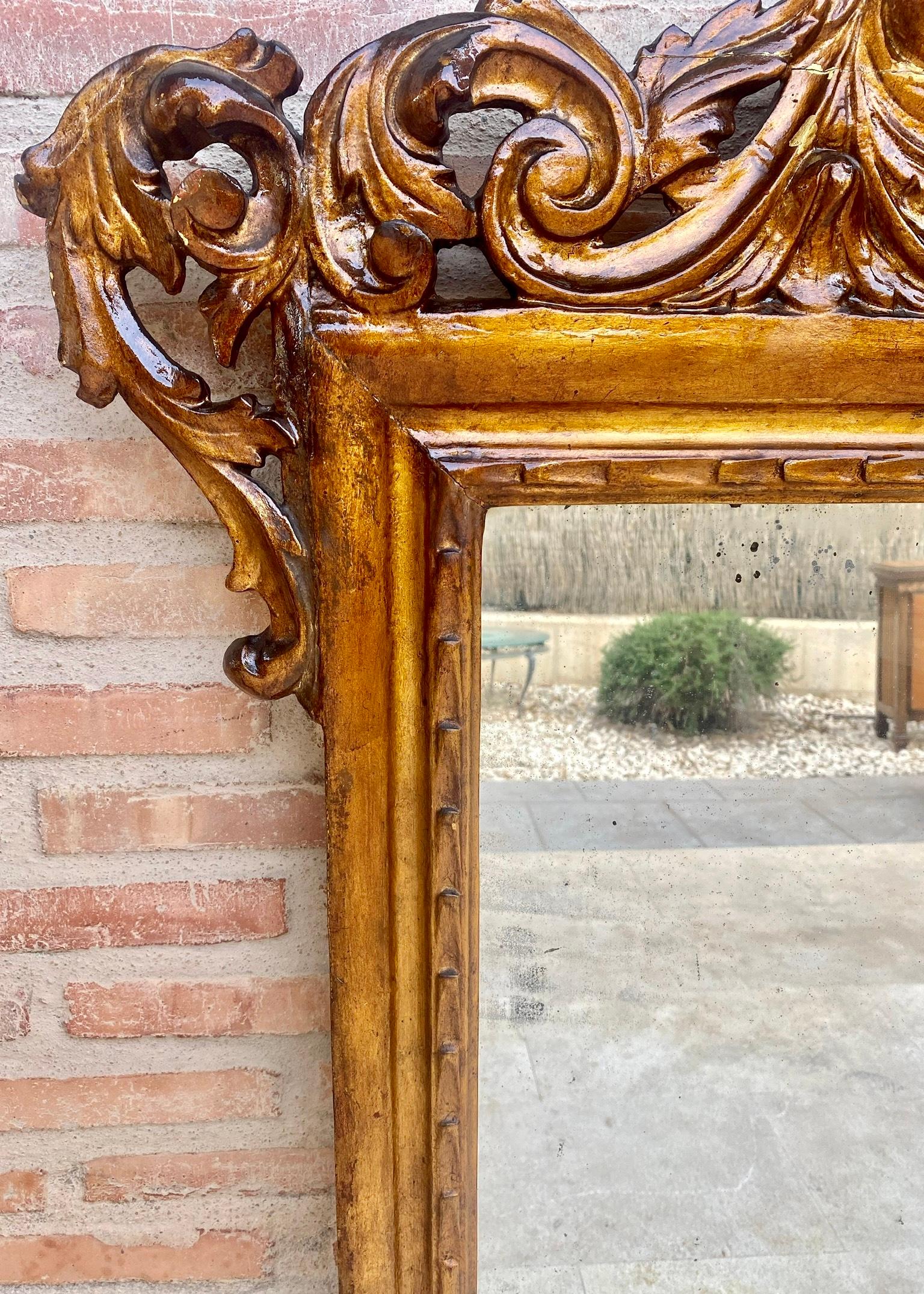 Early 20th Century French Wood Wall Mirror, 1920s In Good Condition For Sale In Miami, FL