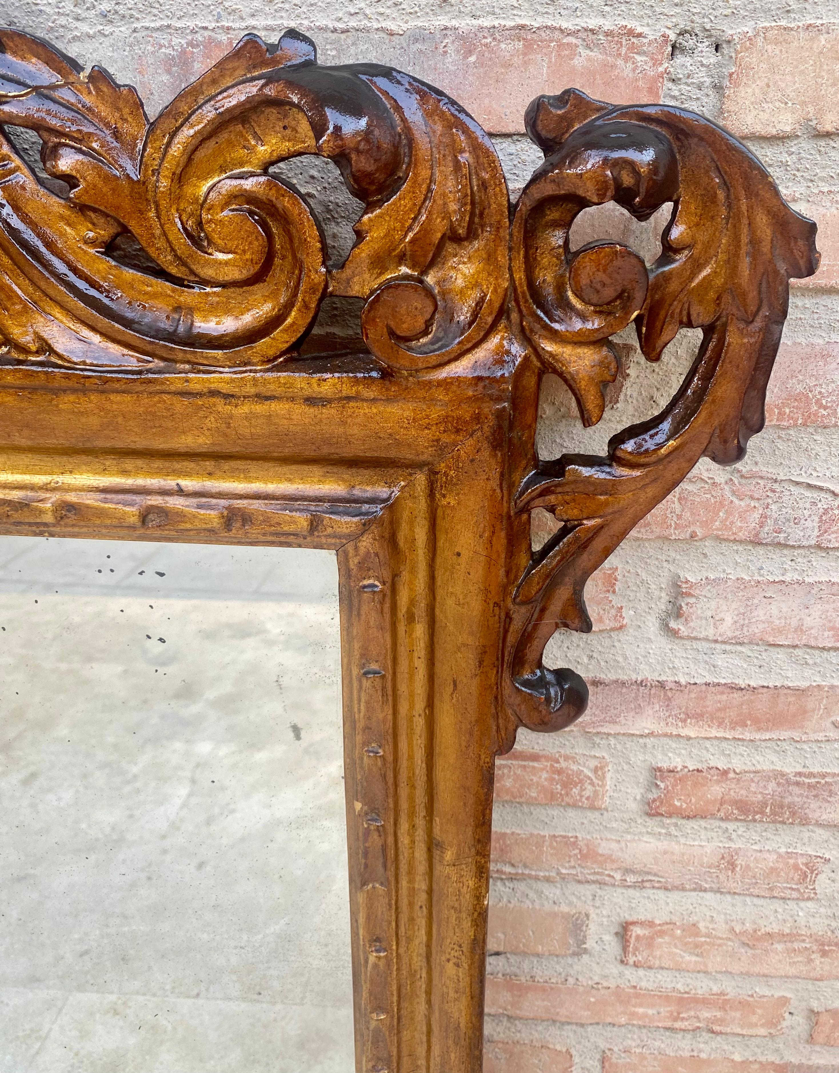 Giltwood Early 20th Century French Wood Wall Mirror, 1920s For Sale