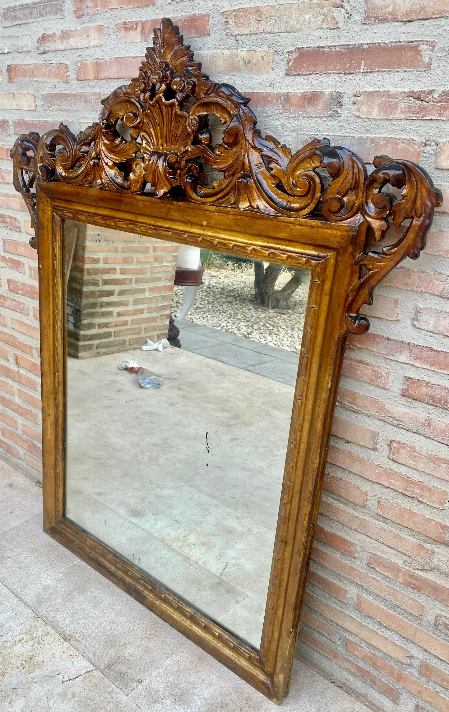 Early 20th Century French Wood Wall Mirror, 1920s For Sale 1