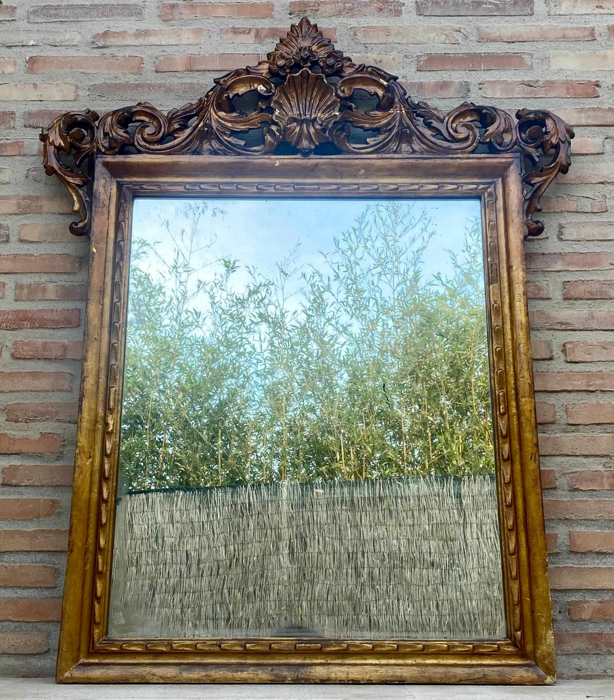 Early 20th Century French Wood Wall Mirror, 1920s For Sale 2