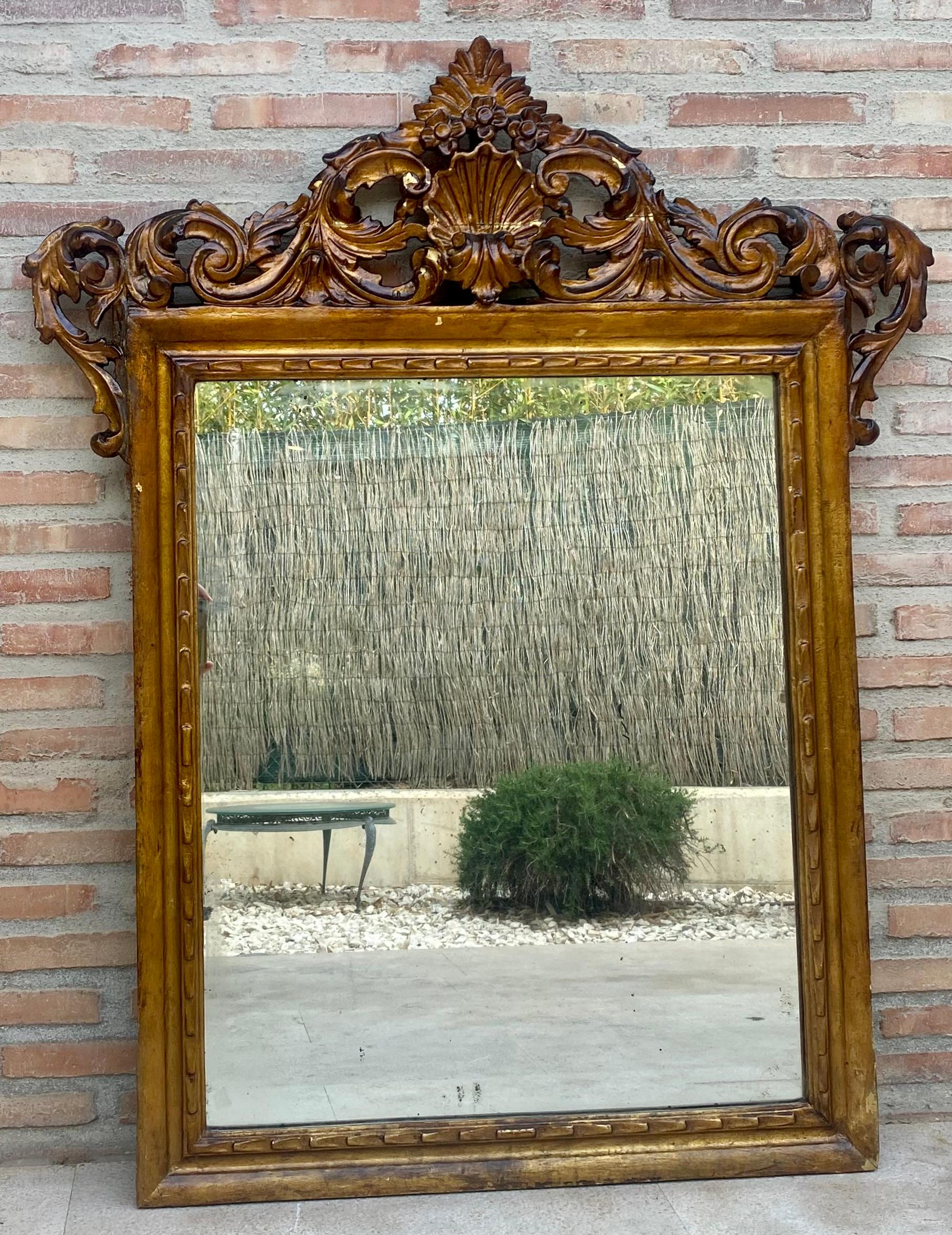 Early 20th Century French Wood Wall Mirror, 1920s For Sale 3