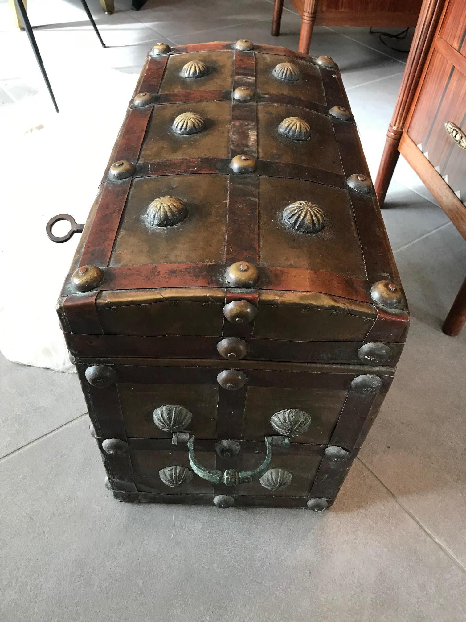 Early 20th Century French Wooden and Copper Safe, 1900s 1