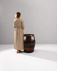 Early 20th Century French Wooden Barrel Side Table