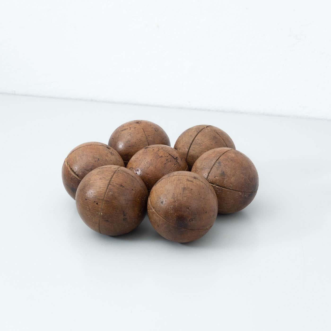 Early 20th Century French Wooden Bowling Game: Rustic Artwork & Timeless Fun For Sale 4