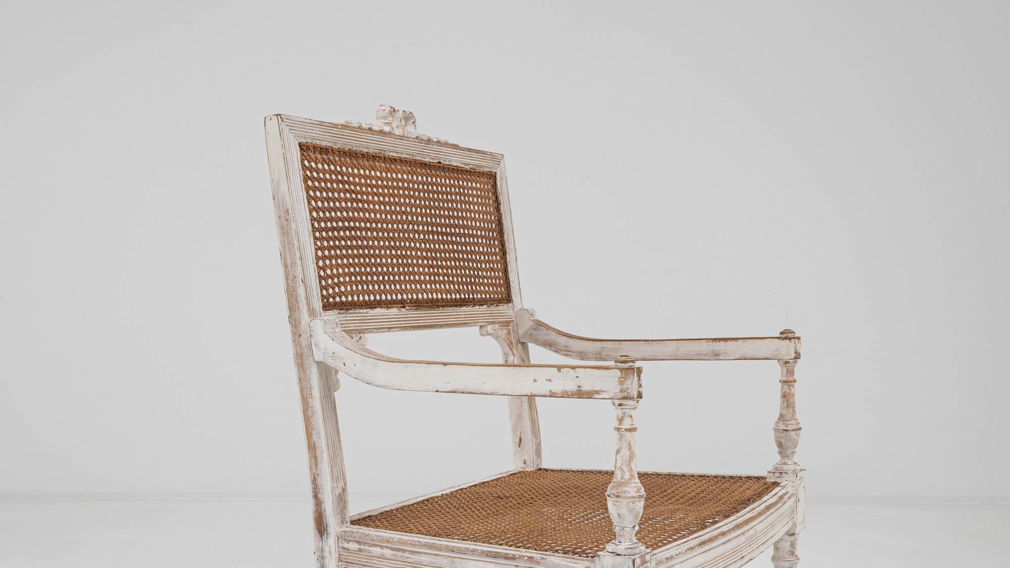 Early 20th Century French Wooden Cane Armchair  6
