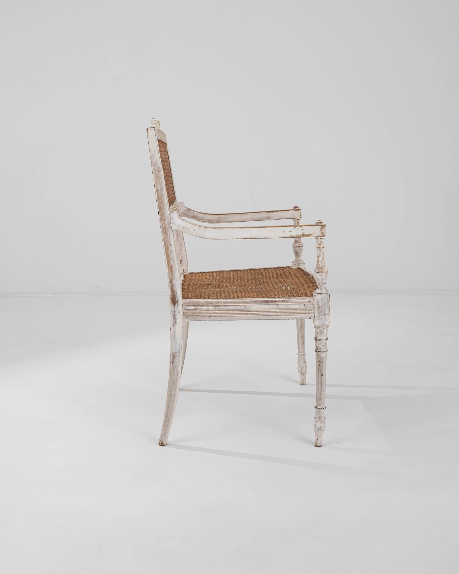 Early 20th Century French Wooden Cane Armchair  1