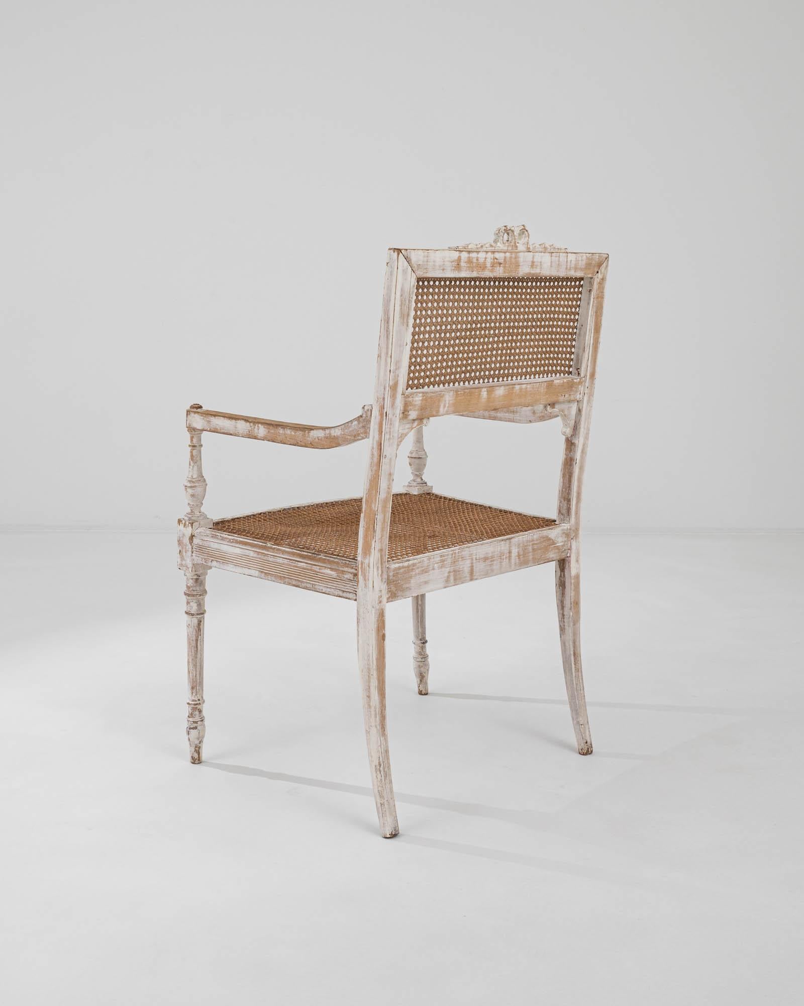 Early 20th Century French Wooden Cane Armchair  3