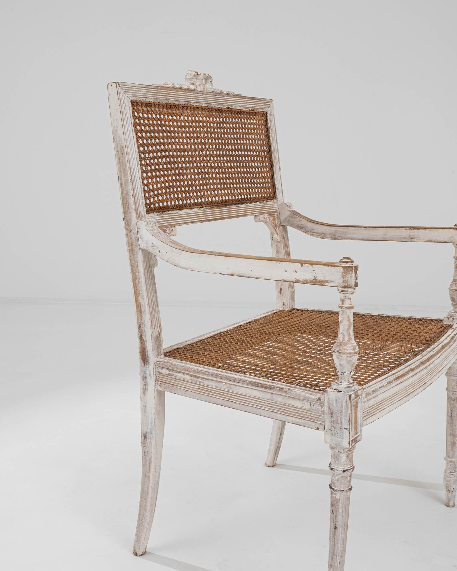 Early 20th Century French Wooden Cane Armchair  5