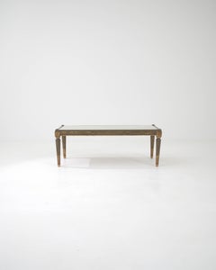 Early 20th Century French Wooden Coffee Table With Glass Top