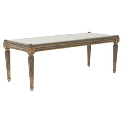 Used Early 20th Century French Wooden Coffee Table With Glass Top