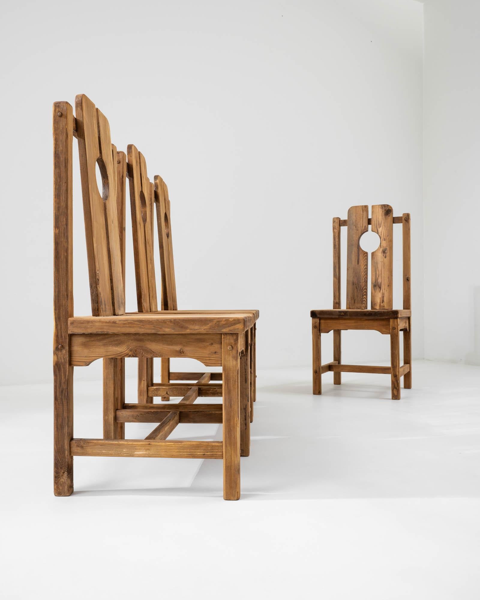 Early 20th Century French Wooden Dining Chairs, Set of Four  2
