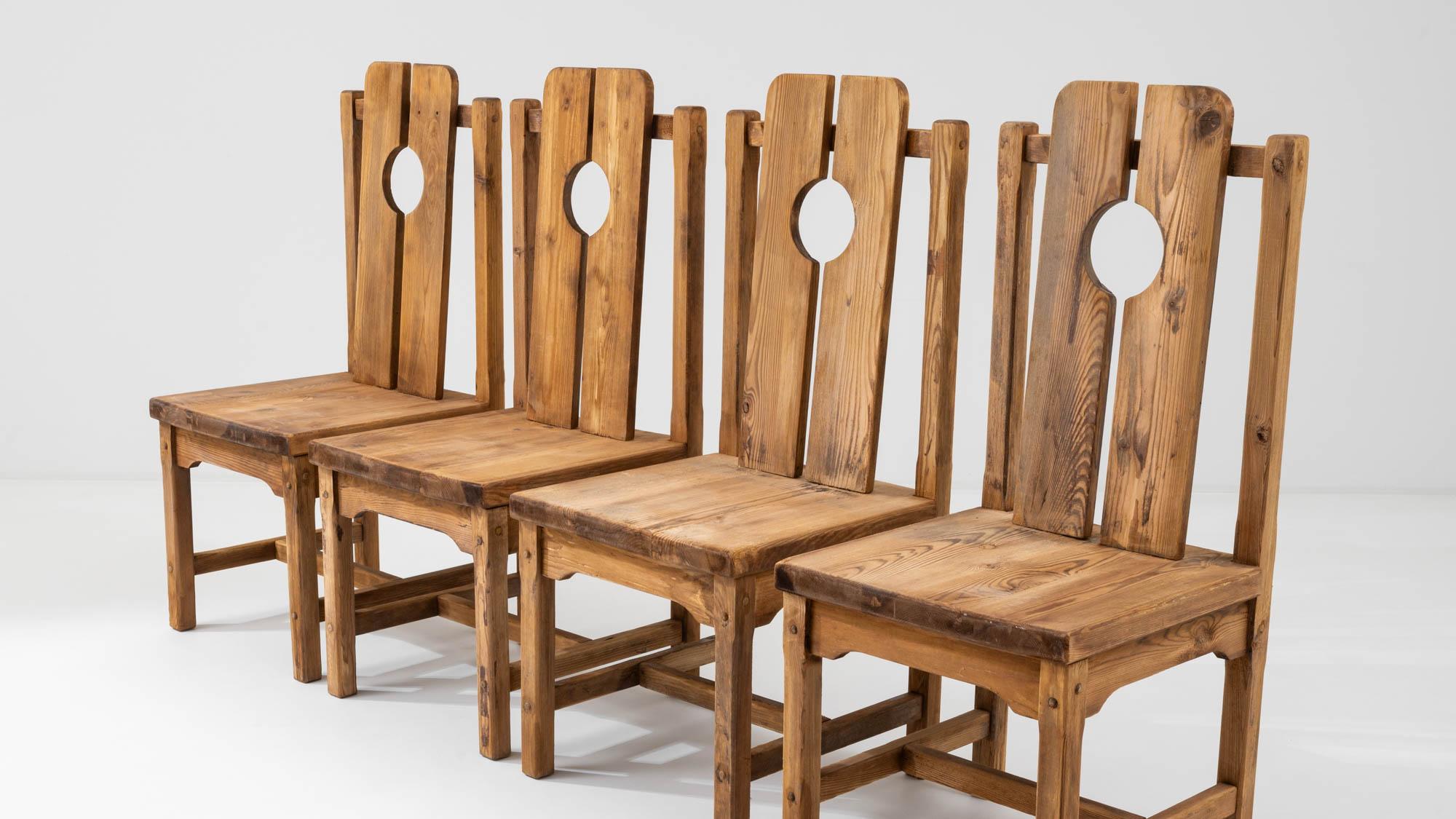 Early 20th Century French Wooden Dining Chairs, Set of Four  5