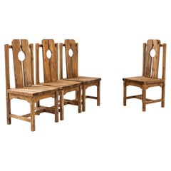 Antique Early 20th Century French Wooden Dining Chairs, Set of Four 