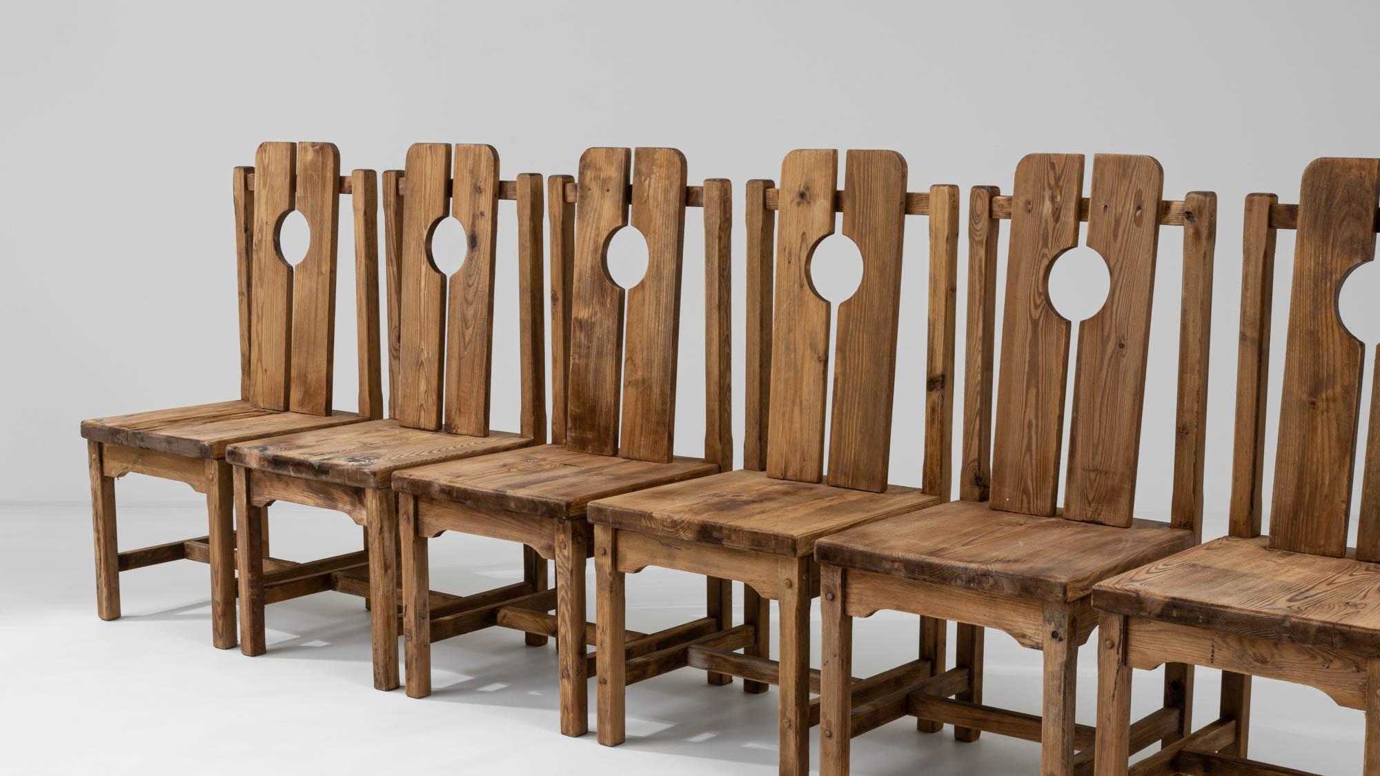 Early 20th Century French Wooden Dining Chairs, Set of Six 3