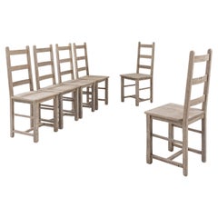 Early 20th Century French Wooden Dining Chairs, Set of Six