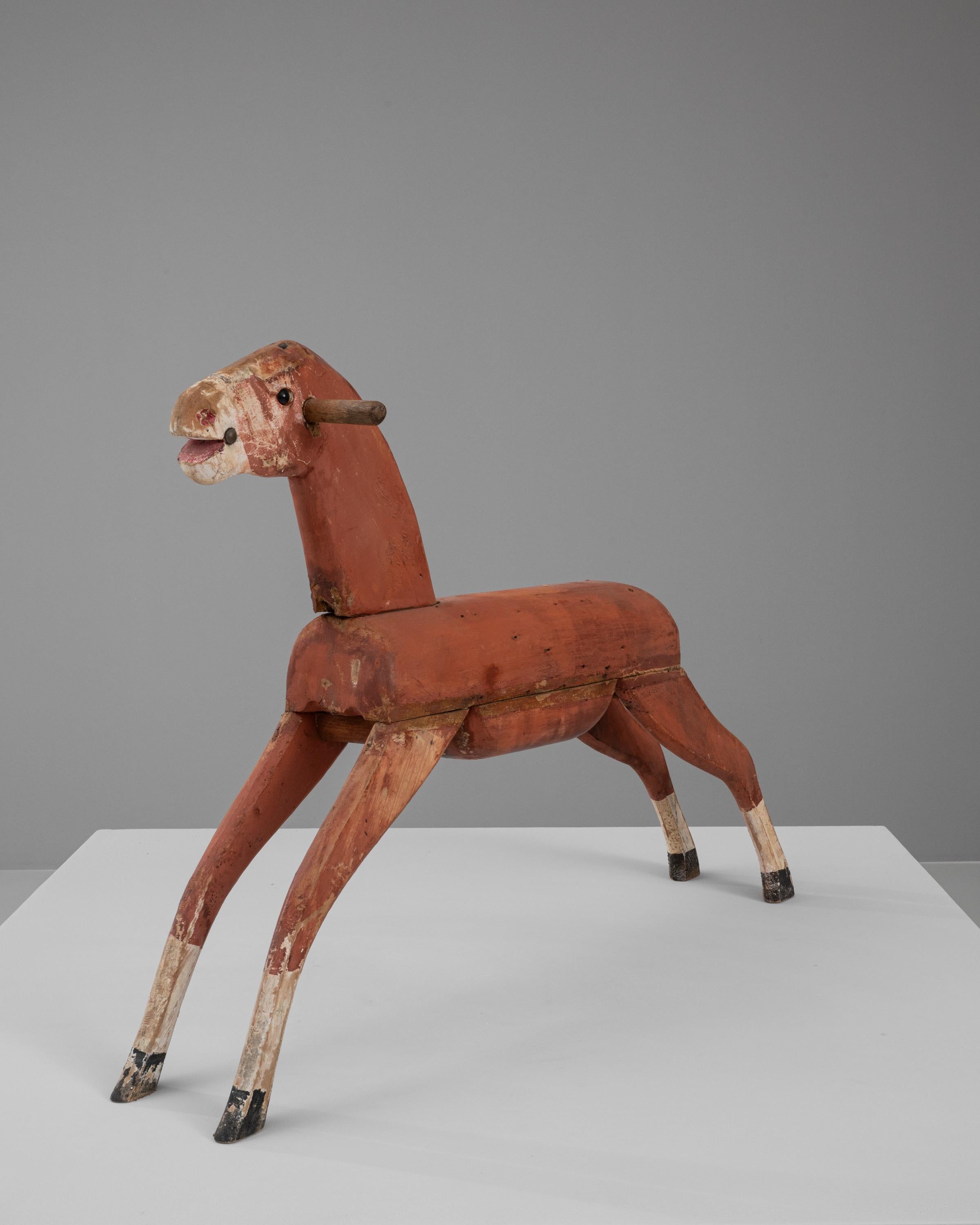 Early 20th Century French Wooden Horse In Good Condition For Sale In High Point, NC