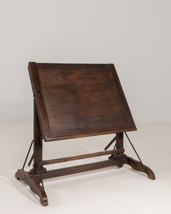 Early 20th Century French Wooden & Metal Industrial Drafting Table