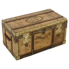 Early 20th Century French Wooden Steam Trunk with Brass, Leather, circa 1900