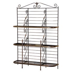 Early 20th Century French Wrought Iron and Brass Baker's Rack