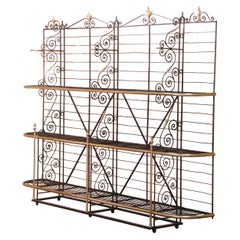 Early 20th Century French Wrought Iron and Brass Baker’s Rack on Wheels