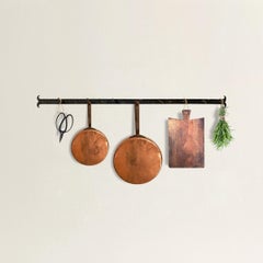 Early 20th Century French Wrought-Iron Wall-Mounted Pot Rack