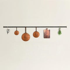 Early 20th Century French Wrought-Iron Wall-Mounted Pot Rack