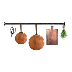 Early 20th Century French Wrought-Iron Wall-Mounted Pot Rack
